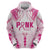 Breast Cancer Pink Out Zip Hoodie Polynesian Art Tattoo White Version