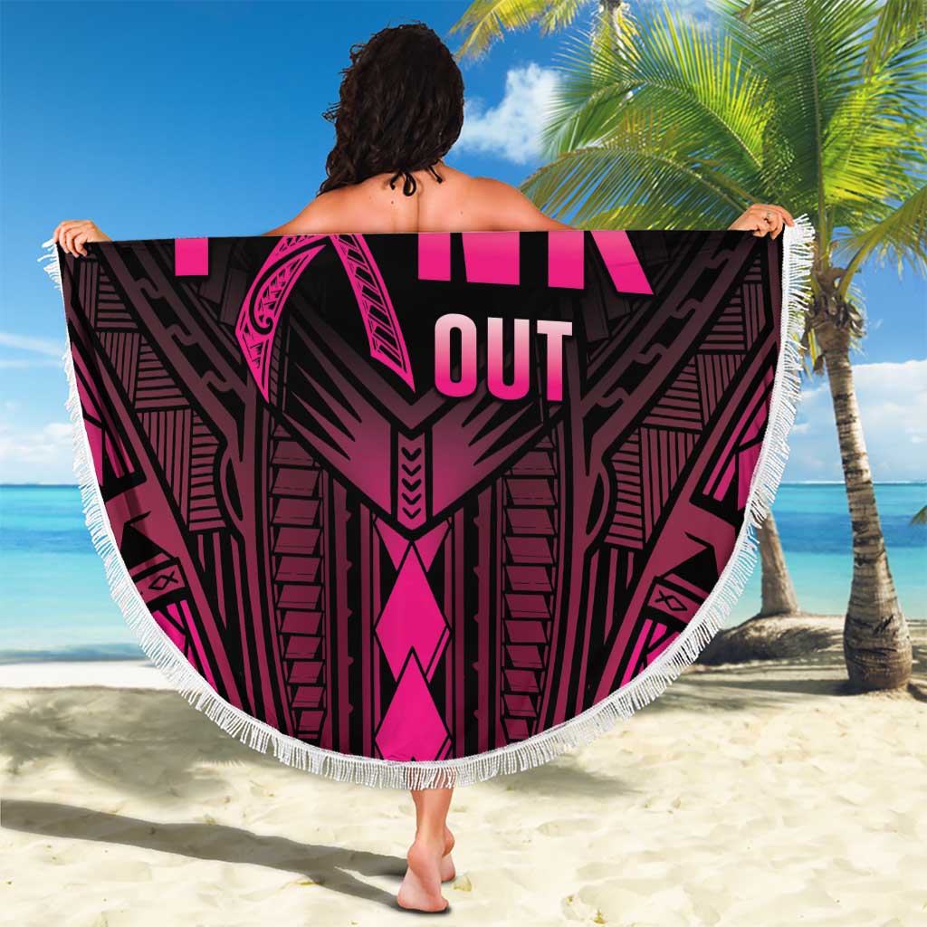 Breast Cancer Pink Out Beach Blanket Polynesian Art Tattoo Black Version LT05 - Polynesian Pride