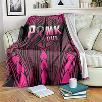 Breast Cancer Pink Out Blanket Polynesian Art Tattoo Black Version LT05 Black - Polynesian Pride