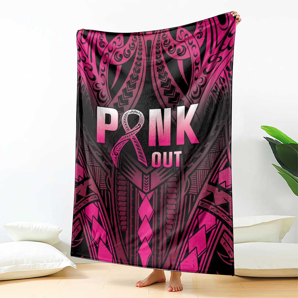 Breast Cancer Pink Out Blanket Polynesian Art Tattoo Black Version LT05 - Polynesian Pride