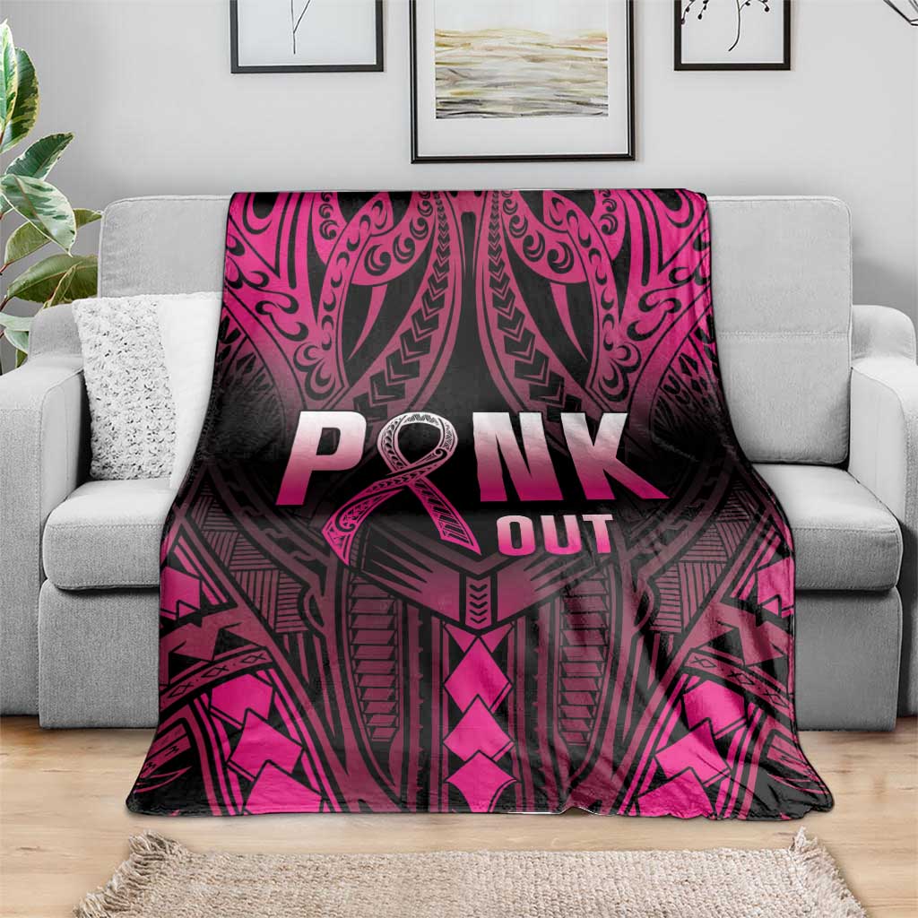 Breast Cancer Pink Out Blanket Polynesian Art Tattoo Black Version LT05 - Polynesian Pride