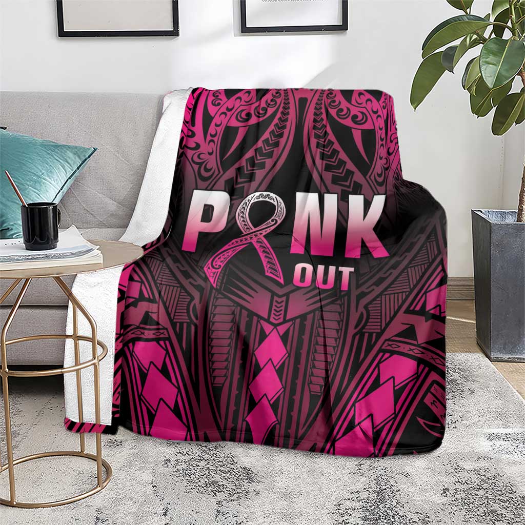 Breast Cancer Pink Out Blanket Polynesian Art Tattoo Black Version LT05 - Polynesian Pride