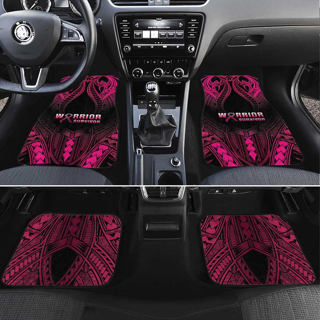 Breast Cancer Pink Out Car Mats Polynesian Art Tattoo Black Version LT05 Set 4pcs Black - Polynesian Pride