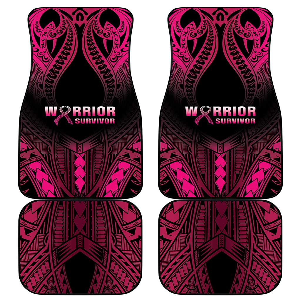 Breast Cancer Pink Out Car Mats Polynesian Art Tattoo Black Version LT05 - Polynesian Pride