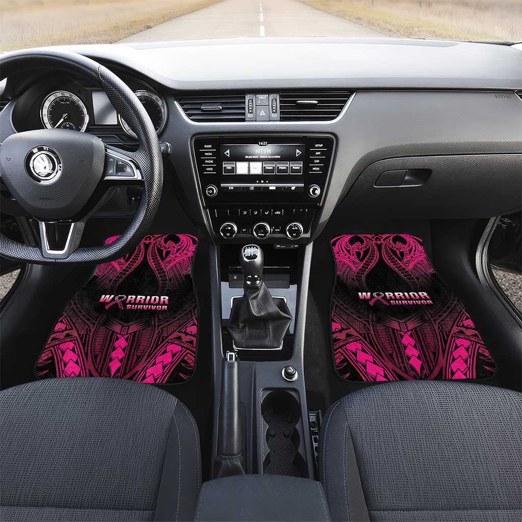 Breast Cancer Pink Out Car Mats Polynesian Art Tattoo Black Version LT05 Set 2pcs - Front Black - Polynesian Pride