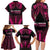 Breast Cancer Pink Out Family Matching Long Sleeve Bodycon Dress and Hawaiian Shirt Polynesian Art Tattoo Black Version