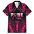 Breast Cancer Pink Out Family Matching Long Sleeve Bodycon Dress and Hawaiian Shirt Polynesian Art Tattoo Black Version