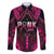 Breast Cancer Pink Out Family Matching Long Sleeve Bodycon Dress and Hawaiian Shirt Polynesian Art Tattoo Black Version