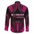 Breast Cancer Pink Out Family Matching Long Sleeve Bodycon Dress and Hawaiian Shirt Polynesian Art Tattoo Black Version