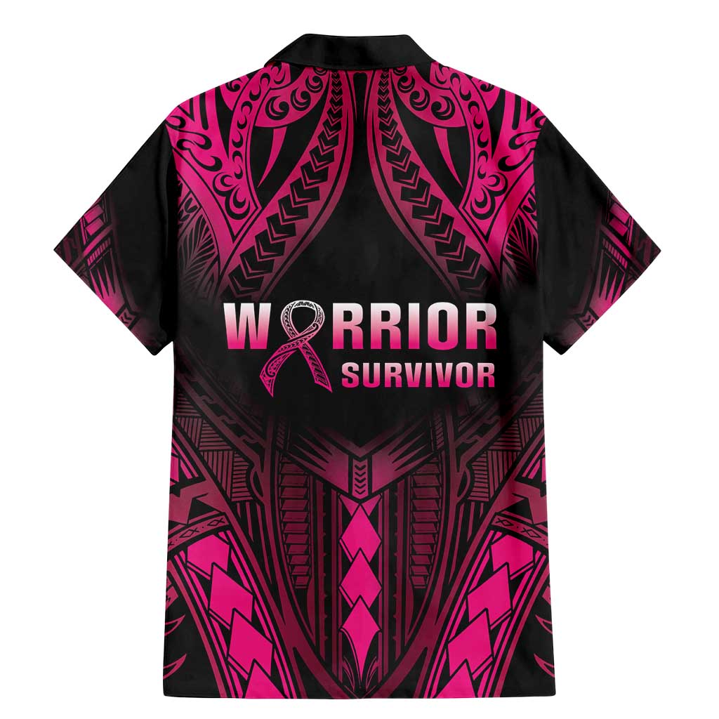 Breast Cancer Pink Out Family Matching Mermaid Dress and Hawaiian Shirt Polynesian Art Tattoo Black Version