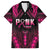 Breast Cancer Pink Out Family Matching Off The Shoulder Long Sleeve Dress and Hawaiian Shirt Polynesian Art Tattoo Black Version