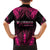 Breast Cancer Pink Out Family Matching Off Shoulder Short Dress and Hawaiian Shirt Polynesian Art Tattoo Black Version