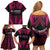 Breast Cancer Pink Out Family Matching Off Shoulder Short Dress and Hawaiian Shirt Polynesian Art Tattoo Black Version