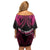 Breast Cancer Pink Out Family Matching Off Shoulder Short Dress and Hawaiian Shirt Polynesian Art Tattoo Black Version