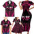 Breast Cancer Pink Out Family Matching Short Sleeve Bodycon Dress and Hawaiian Shirt Polynesian Art Tattoo Black Version