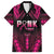 Breast Cancer Pink Out Family Matching Short Sleeve Bodycon Dress and Hawaiian Shirt Polynesian Art Tattoo Black Version