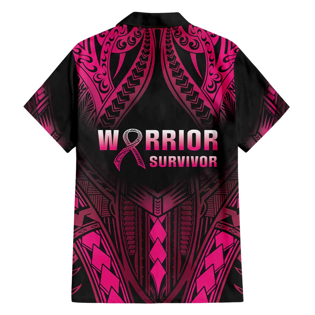 Breast Cancer Pink Out Family Matching Tank Maxi Dress and Hawaiian Shirt Polynesian Art Tattoo Black Version