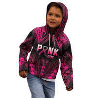 Breast Cancer Pink Out Kid Hoodie Polynesian Art Tattoo Black Version