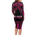 Breast Cancer Pink Out Long Sleeve Bodycon Dress Polynesian Art Tattoo Black Version