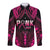 Breast Cancer Pink Out Long Sleeve Button Shirt Polynesian Art Tattoo Black Version