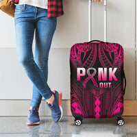 Breast Cancer Pink Out Luggage Cover Polynesian Art Tattoo Black Version