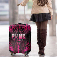 Breast Cancer Pink Out Luggage Cover Polynesian Art Tattoo Black Version