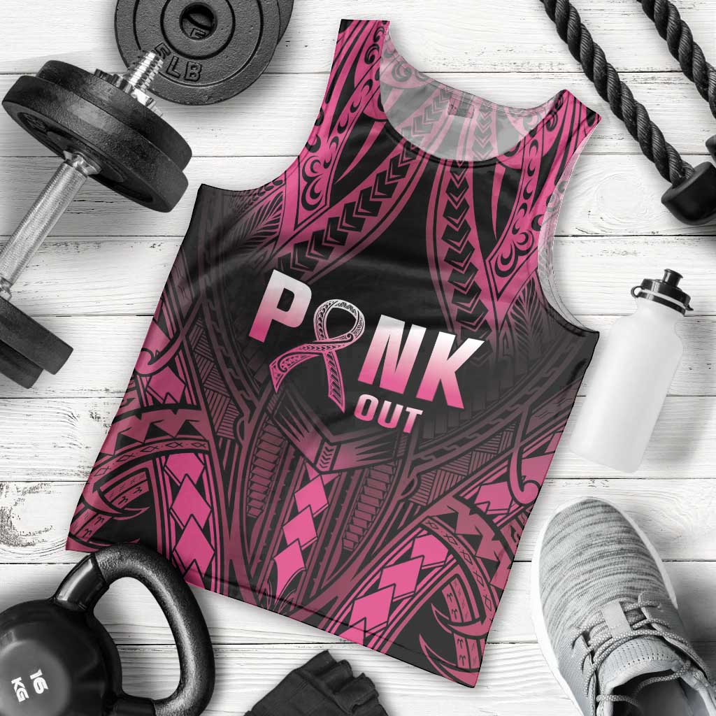 Breast Cancer Pink Out Men Tank Top Polynesian Art Tattoo Black Version LT05 - Polynesian Pride