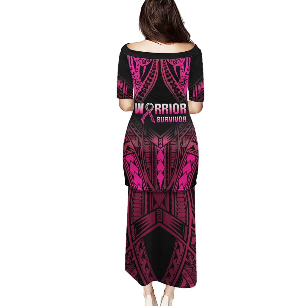 Breast Cancer Pink Out Puletasi Polynesian Art Tattoo Black Version