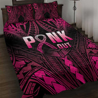 Breast Cancer Pink Out Quilt Bed Set Polynesian Art Tattoo Black Version LT05 Black - Polynesian Pride