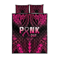 Breast Cancer Pink Out Quilt Bed Set Polynesian Art Tattoo Black Version LT05 - Polynesian Pride