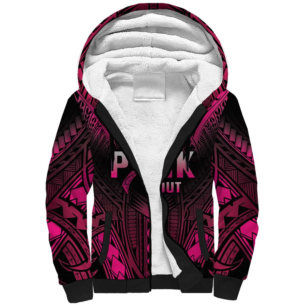 Breast Cancer Pink Out Sherpa Hoodie Polynesian Art Tattoo Black Version LT05 Unisex Black - Polynesian Pride
