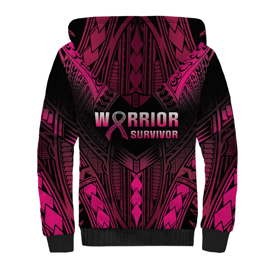 Breast Cancer Pink Out Sherpa Hoodie Polynesian Art Tattoo Black Version LT05 - Polynesian Pride