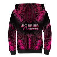 Breast Cancer Pink Out Sherpa Hoodie Polynesian Art Tattoo Black Version LT05 - Polynesian Pride