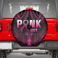 Breast Cancer Pink Out Spare Tire Cover Polynesian Art Tattoo Black Version LT05 - Polynesian Pride