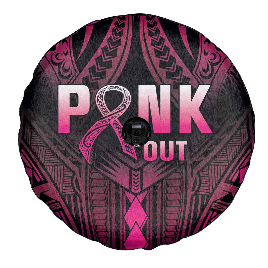 Breast Cancer Pink Out Spare Tire Cover Polynesian Art Tattoo Black Version LT05 - Polynesian Pride