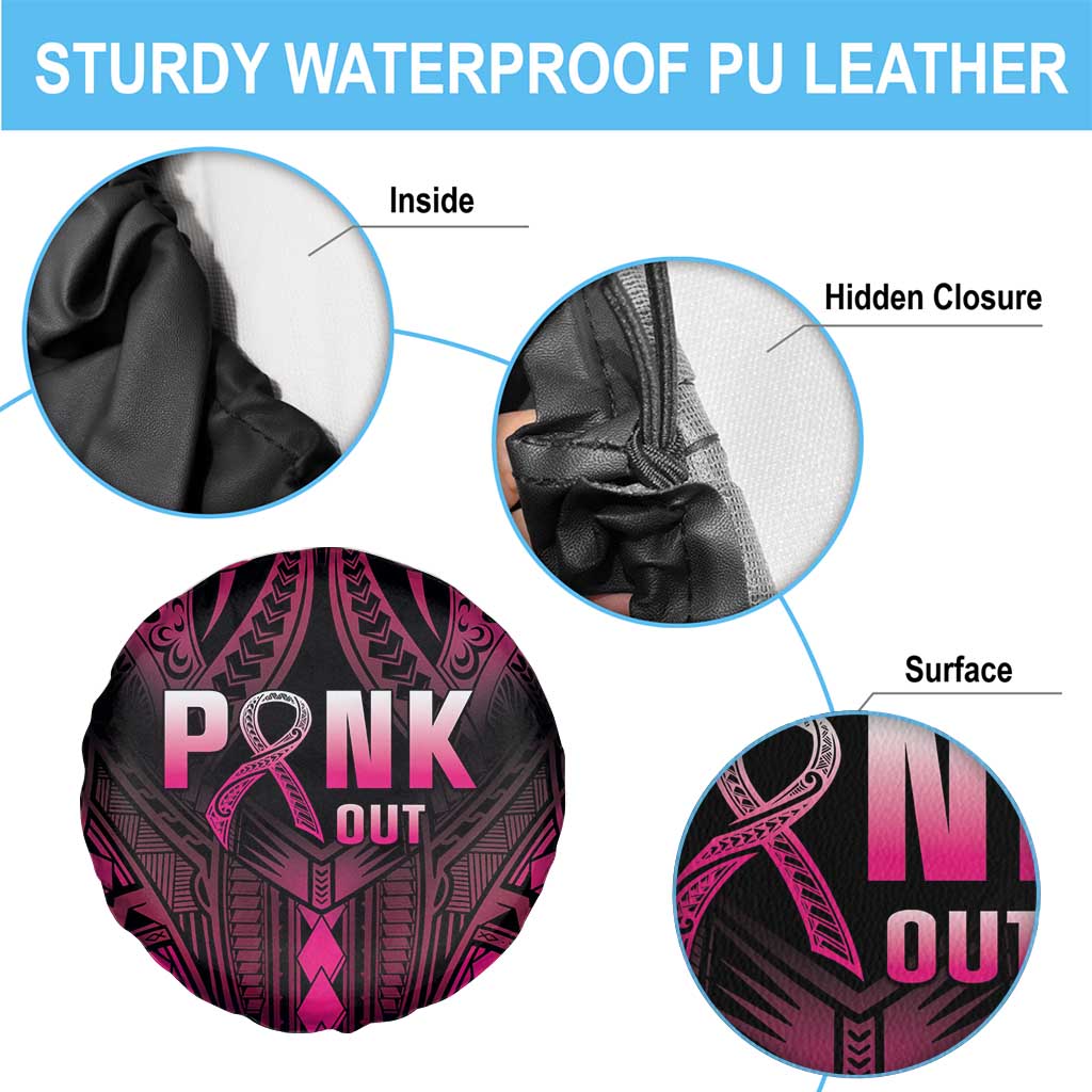 Breast Cancer Pink Out Spare Tire Cover Polynesian Art Tattoo Black Version LT05 - Polynesian Pride