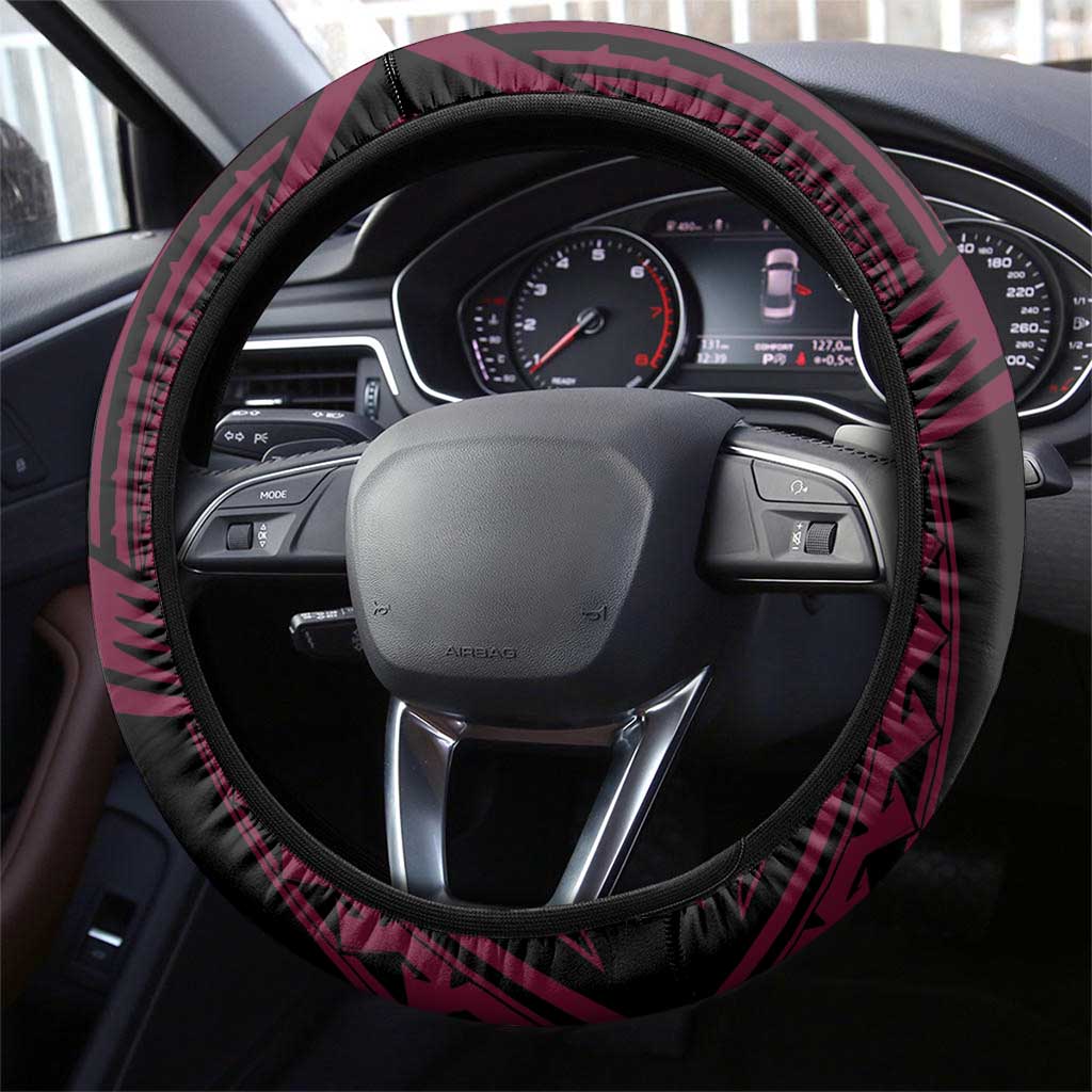 Breast Cancer Pink Out Steering Wheel Cover Polynesian Art Tattoo Black Version LT05 - Polynesian Pride