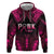 Breast Cancer Pink Out Zip Hoodie Polynesian Art Tattoo Black Version