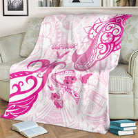 Breast Cancer Awareness Blanket Ribbon Polynesian Pattern White Version LT05 - Polynesian Pride