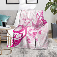 Breast Cancer Awareness Blanket Ribbon Polynesian Pattern White Version LT05 - Polynesian Pride