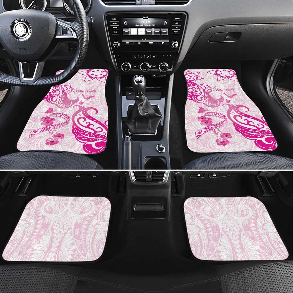 Breast Cancer Awareness Car Mats Ribbon Polynesian Pattern White Version