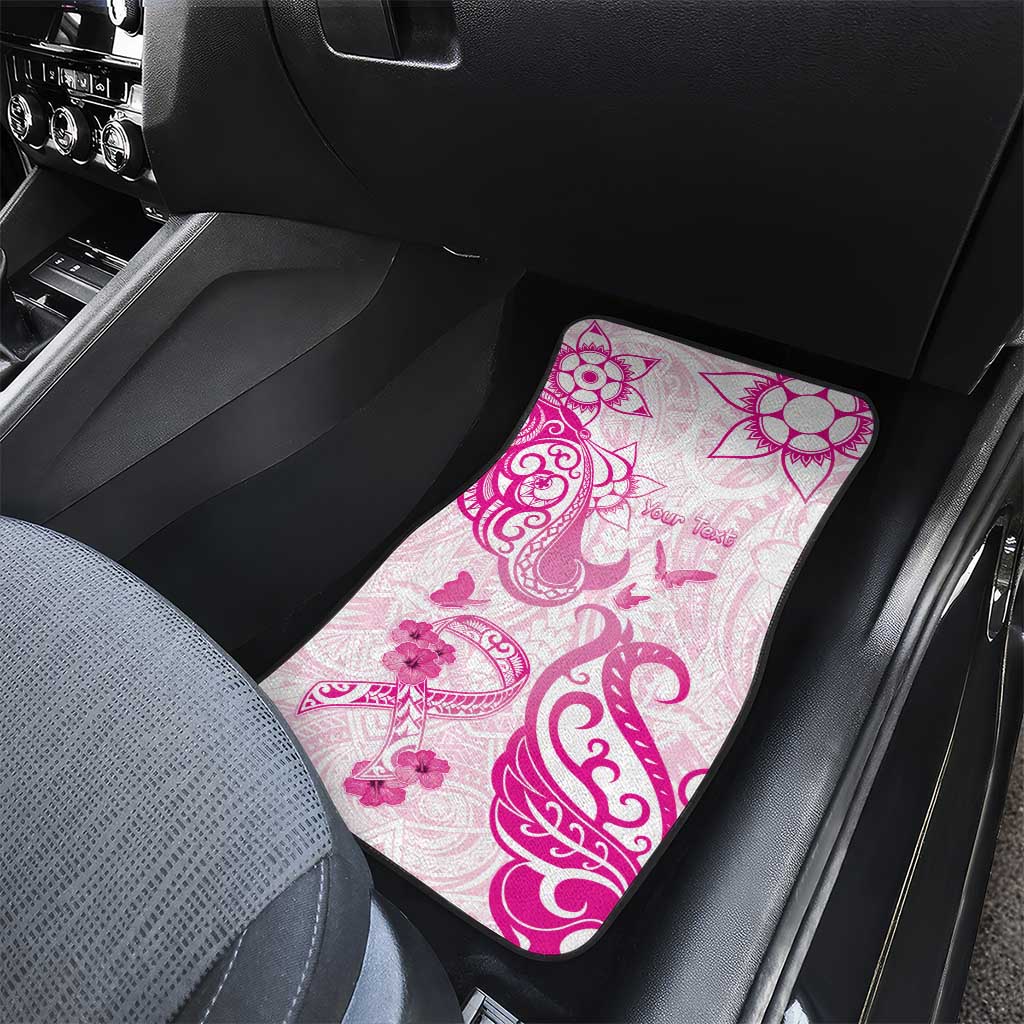 Breast Cancer Awareness Car Mats Ribbon Polynesian Pattern White Version LT05 - Polynesian Pride