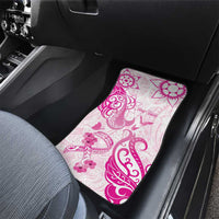 Breast Cancer Awareness Car Mats Ribbon Polynesian Pattern White Version LT05 - Polynesian Pride