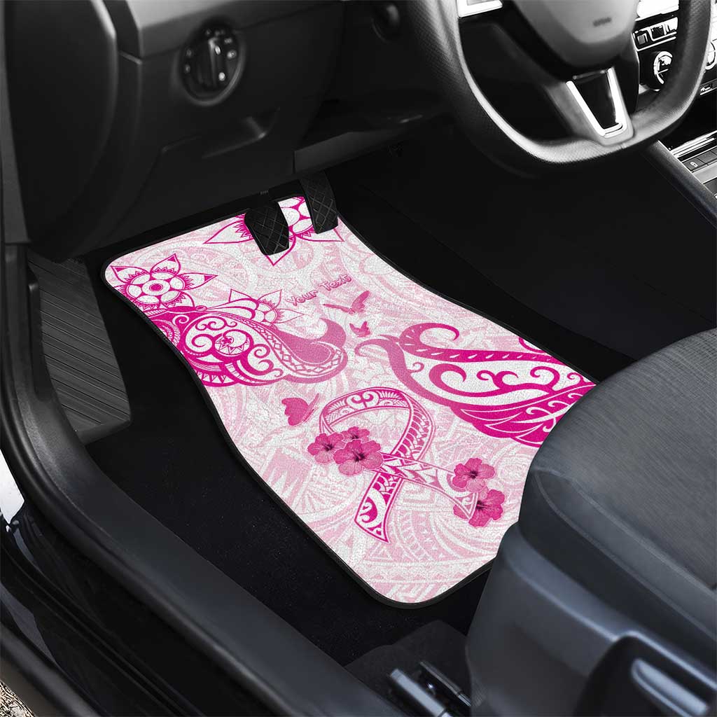 Breast Cancer Awareness Car Mats Ribbon Polynesian Pattern White Version LT05 - Polynesian Pride