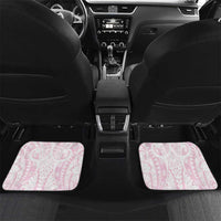 Breast Cancer Awareness Car Mats Ribbon Polynesian Pattern White Version LT05 Set 2pcs - Back White - Polynesian Pride