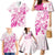 Personalised Breast Cancer Awareness Family Matching Mermaid Dress and Hawaiian Shirt Ribbon Polynesian Pattern White Version