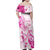 Personalised Breast Cancer Awareness Family Matching Off Shoulder Maxi Dress and Hawaiian Shirt Ribbon Polynesian Pattern White Version