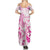 Personalised Breast Cancer Awareness Family Matching Summer Maxi Dress and Hawaiian Shirt Ribbon Polynesian Pattern White Version