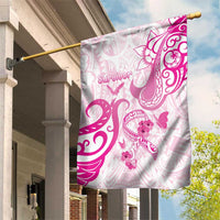 Breast Cancer Awareness Garden Flag Ribbon Polynesian Pattern White Version LT05 House Flag White - Polynesian Pride