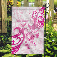 Breast Cancer Awareness Garden Flag Ribbon Polynesian Pattern White Version LT05 Garden Flag White - Polynesian Pride